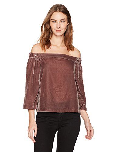 Calvin Klein Jeans Women's Long Sleeve Off The Shoulder Velvet Blouse | Amazon (US)