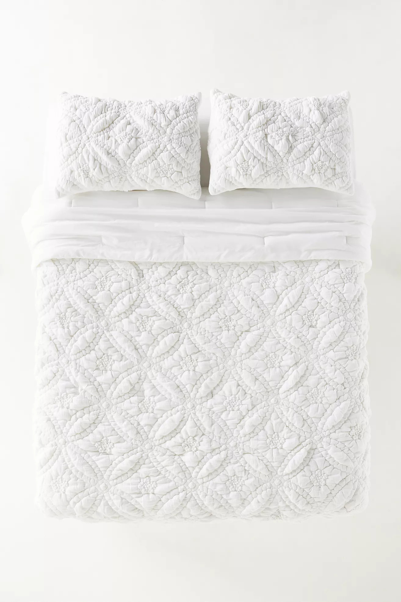 Everly Cotton Floral Manipulated Quilt | Anthropologie (US)