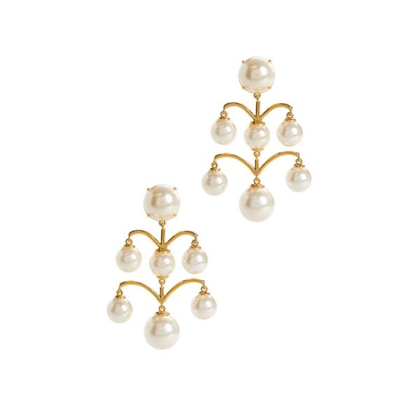 Lele Sadoughi Ashford Pearl Chandelier Earrings white-gold-pearl | Rent the Runway