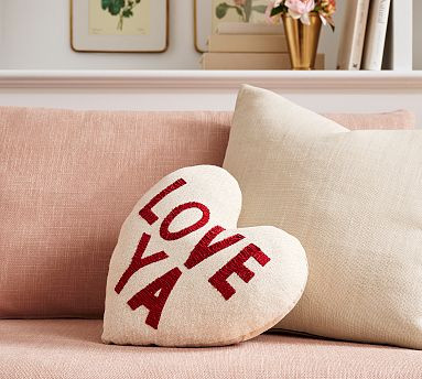 Love Ya Lots Heart Shaped Pillow | Pottery Barn (US)
