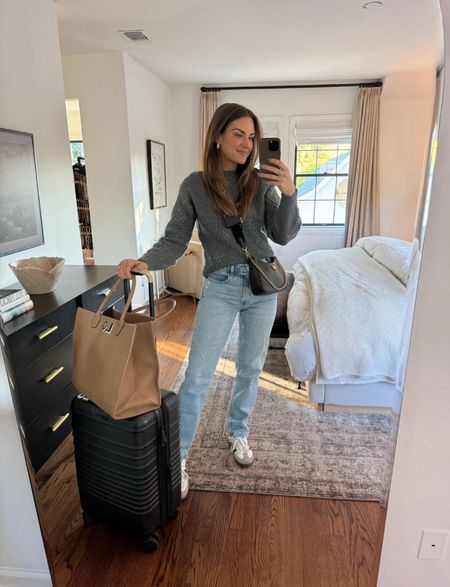 Travel outfit inspo!
I'm wearing a size XS in the sweater & a 25 in the jeans. My sneakers run TTS.

#LTKtravel #LTKstyletip