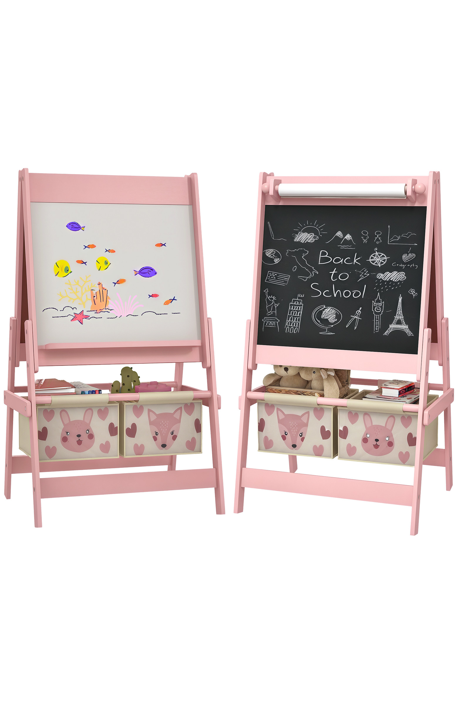 Qaba Kids 3-in-1 Art Easel with Paper Roll, Blackboard, Whiteboard, Storage Baskets​ | Nordstro... | Nordstrom