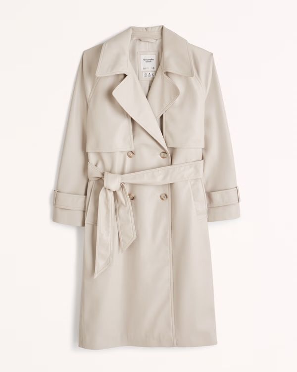 Vegan Leather Trench Coat | Abercrombie & Fitch (US)