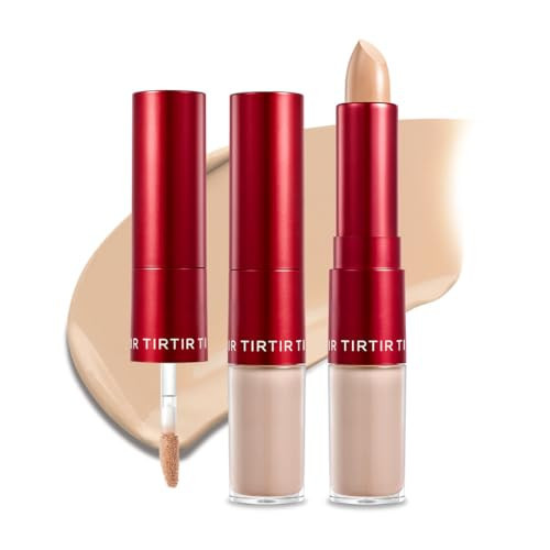 TIRTIR Glide&Hide Blurring Concealer - Creamy texture, Conceals dark circles and wrinkles, Dual formula (liquid tip & balm stick), Long-lasting wear, Korean Makeup, #4.5N, 0.28 Oz | Amazon (US)