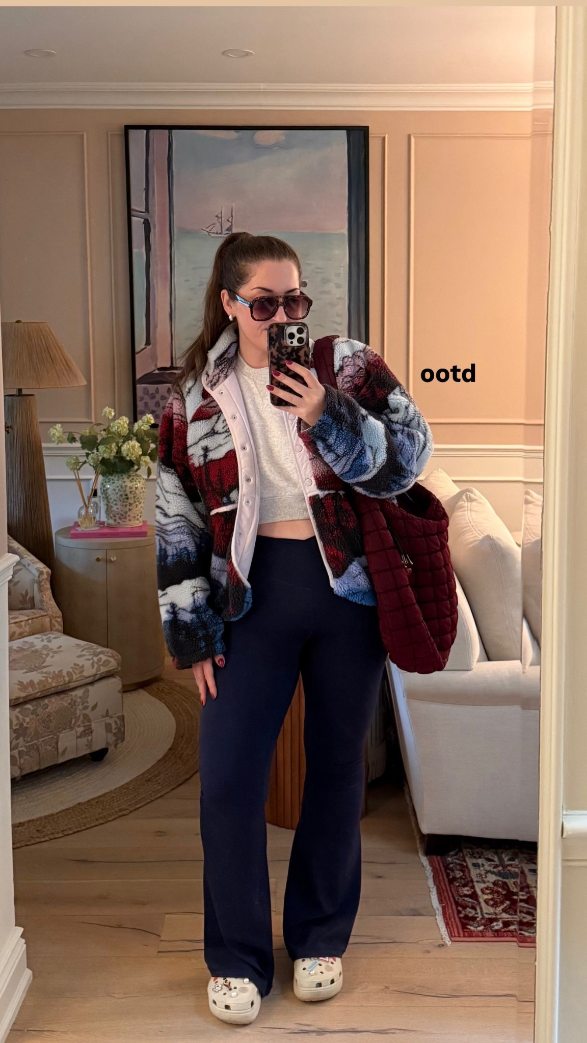 Fall outfit / early winter outfit / fleece Sherpa jacket / sweatshirt & leggings / everyday outfit / midsize 

Sizing: M in sweatshirt / XL in fleece jacket (runs small) / L in leggings 

#LTKfall #LTKmidsize #LTKcurves