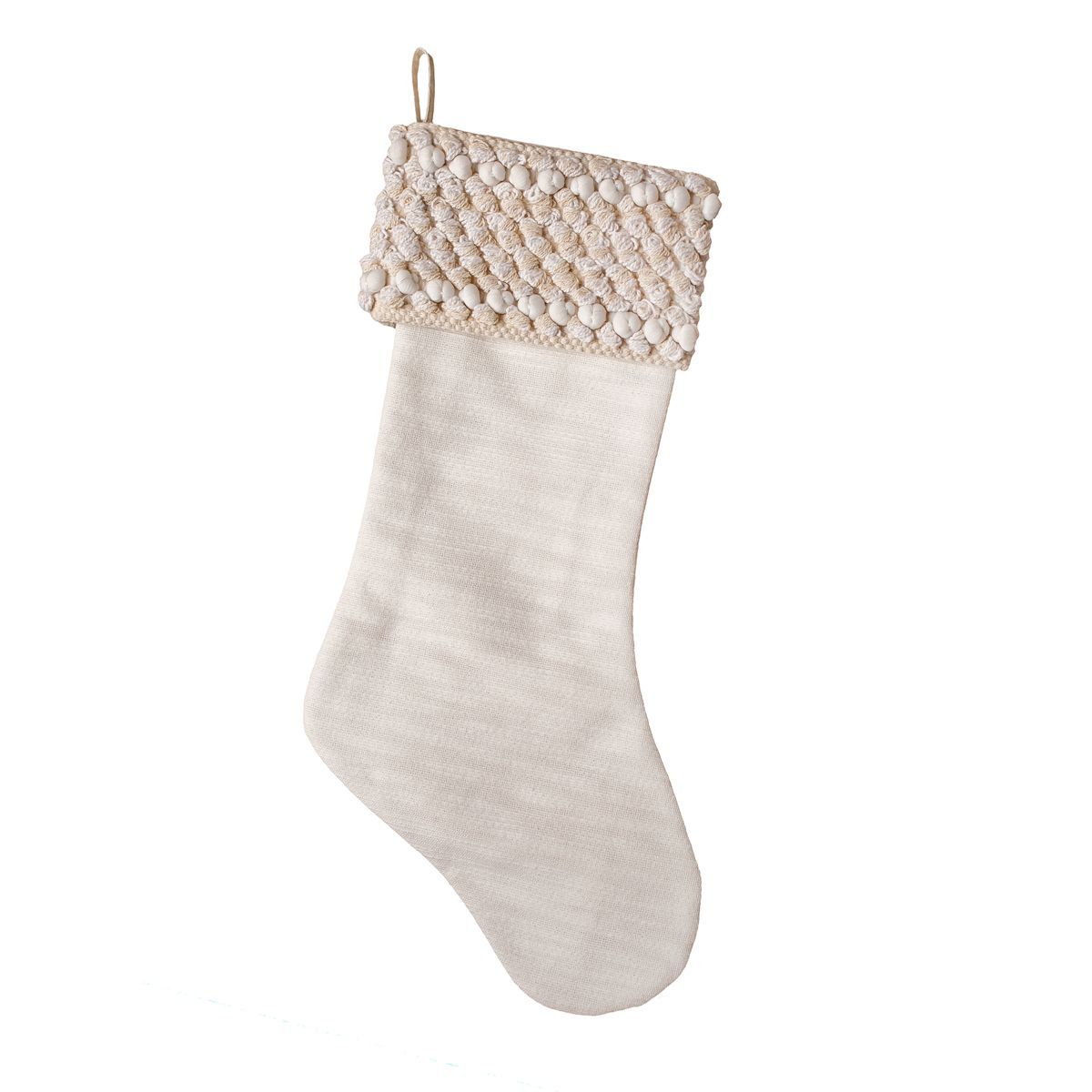 HGTV Home Collection Textured Cuff Cotton Woven Christmas Stocking, Ivory, 20 in | Target