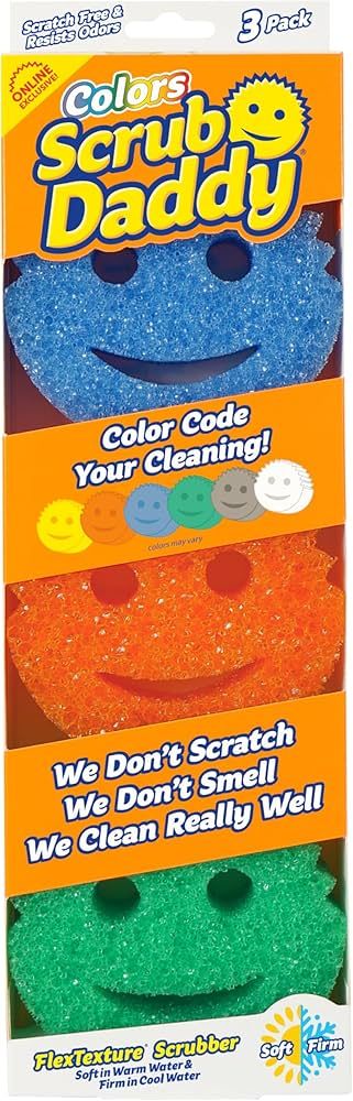 Scrub Daddy Color Sponge - Scratch-Free Multipurpose Dish Sponges for Kitchen, Bathroom + More - ... | Amazon (US)