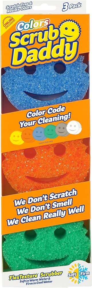 Scrub Daddy Color Sponge - Scratch-Free Multipurpose Dish Sponges for Kitchen, Bathroom + More - ... | Amazon (US)