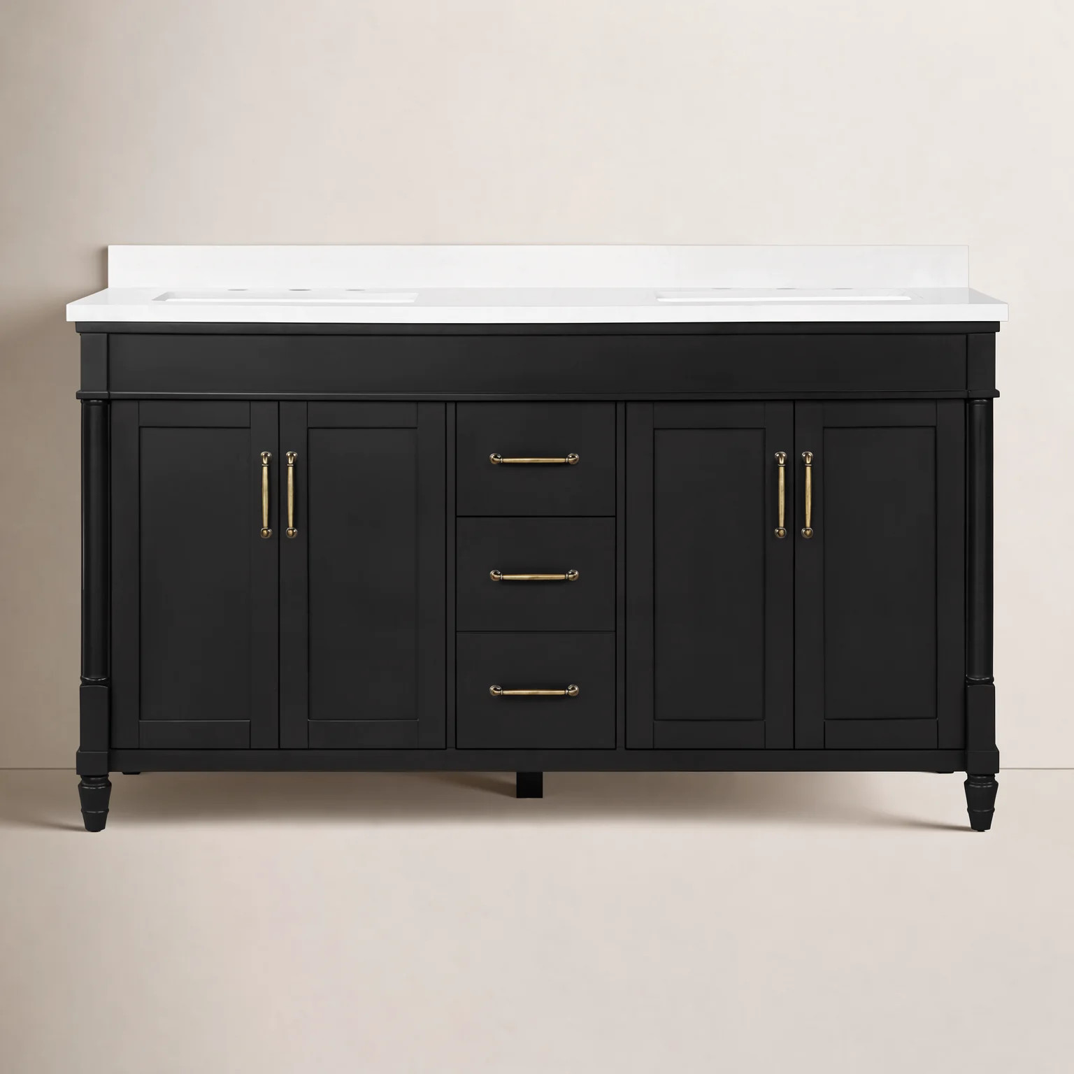 Burdick 60'' Double Bathroom Vanity with Engineered Marble Top | Wayfair North America