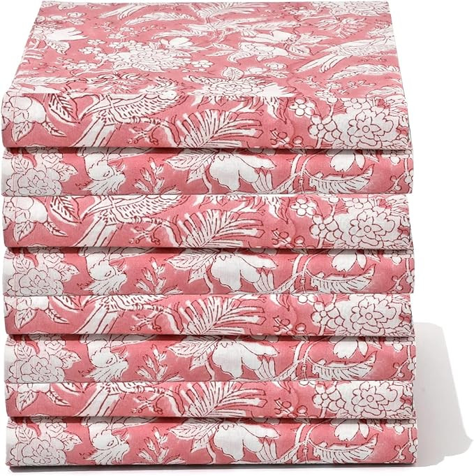 100% Cotton Cloth Napkins - Set of 8 Ruby Red Napkins - 18x18 Inch - Washable Reusable Linen Napk... | Amazon (US)