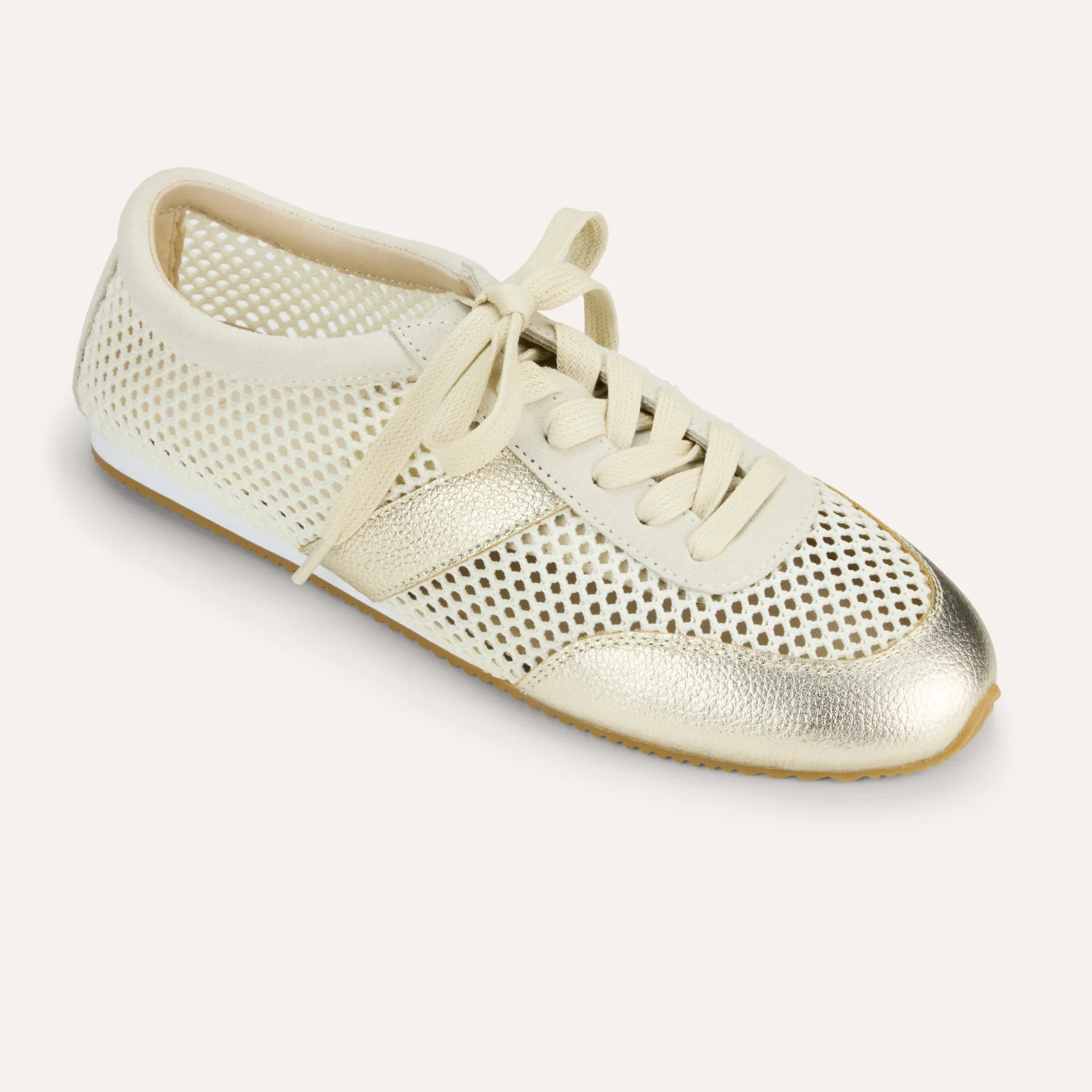 Kiah in Cream Mesh/Gold Metallic Mesh Casual Sneaker for Women | Yosi Samra