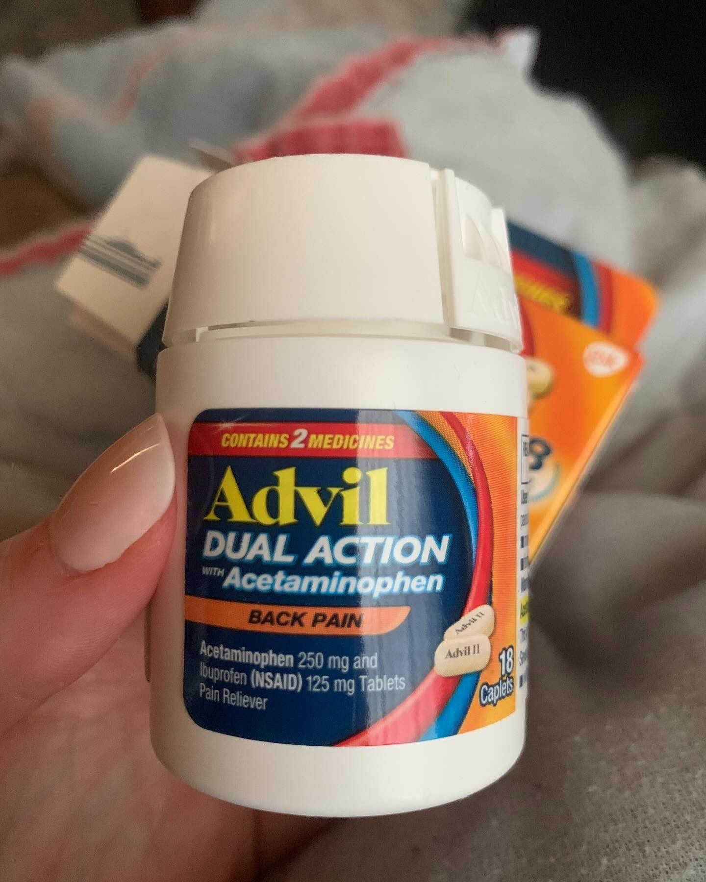 My husband often has back pain due to his hard working job. He would usually take regular Advil but since receiving this product he’s been taking this instead. He says that it works great to relieve the back pain within about 20-40 minutes by taking two pills. I’ve taken it a couple of times when I was needing to go to the chiropractor and I agree, it does work well! I like that it has Advil along with acetaminophen, double the impact with just one dose. 
.
@influenster #complimentary @advilrelief @excedrin @voltarengel #advilpartner #ExcedrinPartner #voltaren #thejoyofmovement #PainAwarenessMonth 

#LTKActive #LTKHome #LTKOver40