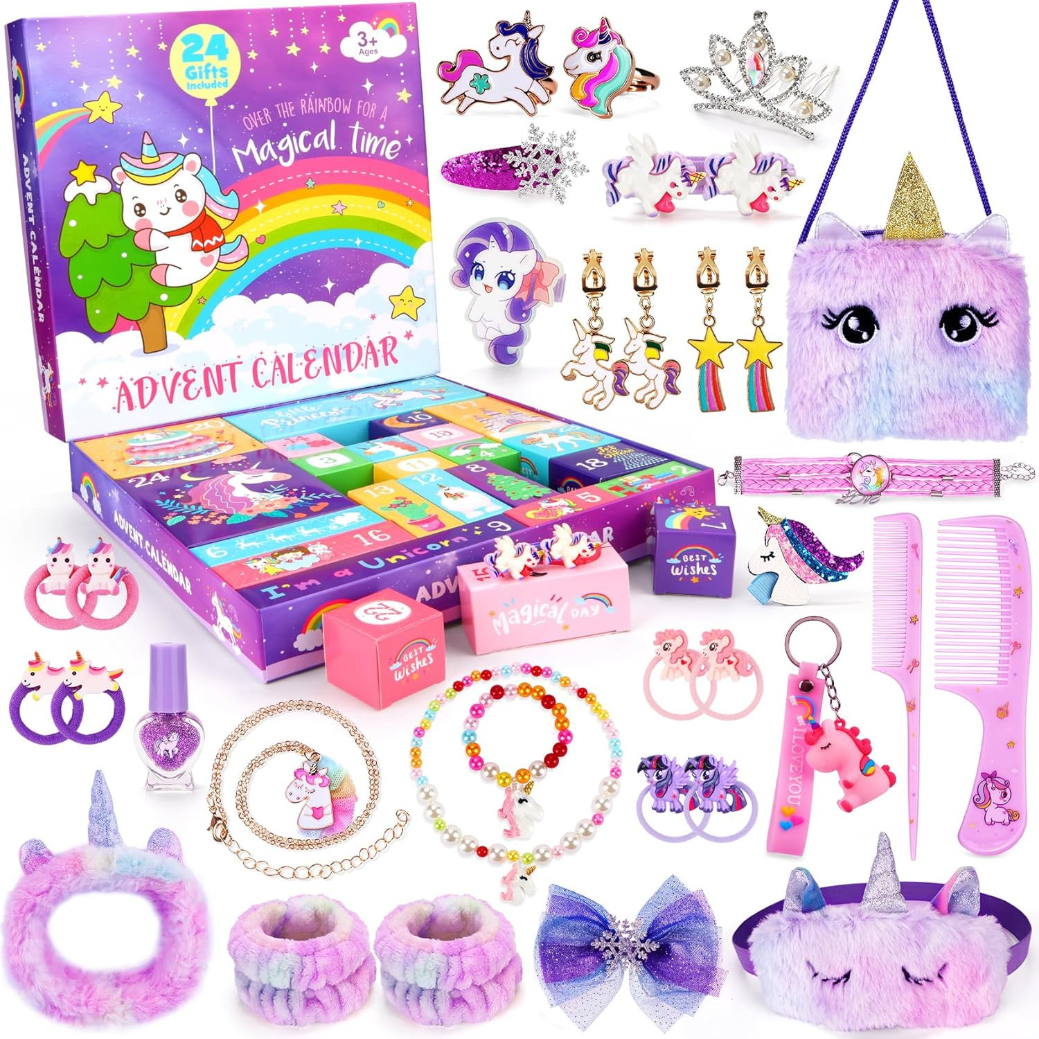 Advent Calendar 2025 Girls 24 Days Christmas Countdown Calendar Kids Unicorn Hair Accessories Sur... | Amazon (US)