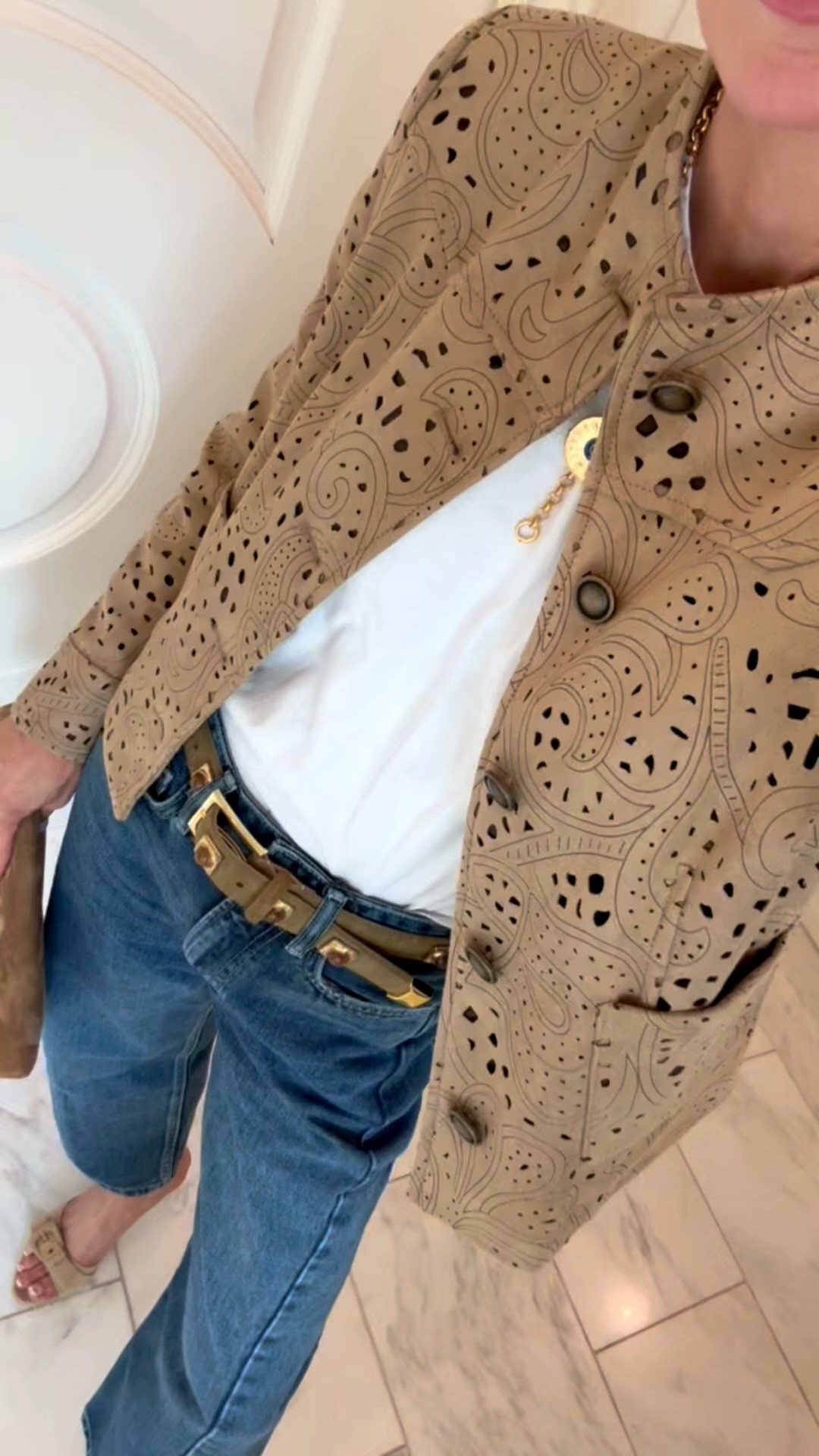 Outfit of the day! I love this suede eyelet jacket from Zara for fall. Wearing size small! I’m 5’7 wearing size 25 in the jeans, fit tts

#LTKootd #LTKSeasonal