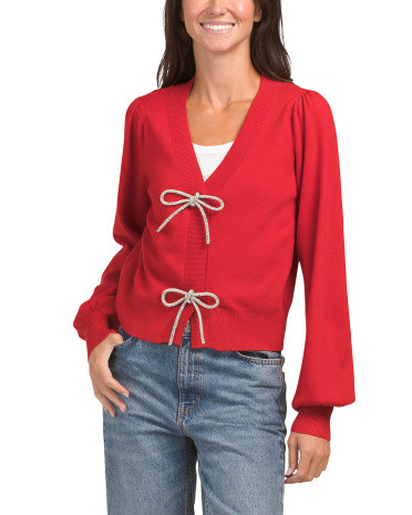 Rhinestone Bow Cardigan | TJ Maxx