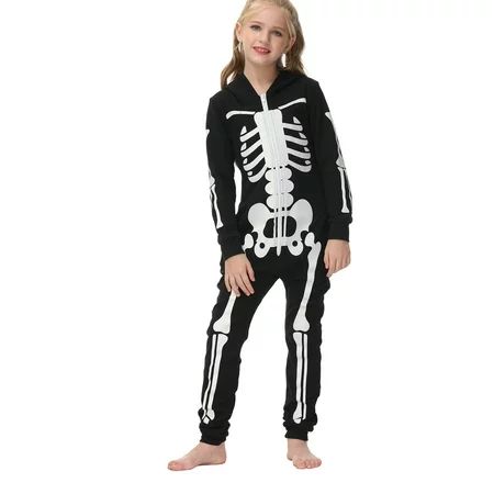 Matching Family Halloween Pajamas Luminous Skeleton Bodysuit Sleepwear Women Men Girl Boy PJs | Walmart (US)