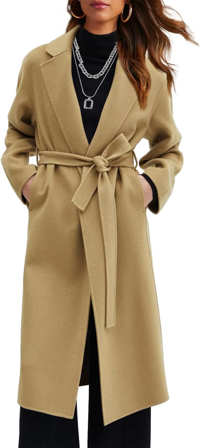 Duyang Women's Wool Blend Coat Oversized Long Winter Dress Coats for Women Thicken Warm Pea Coat ... | Amazon (US)