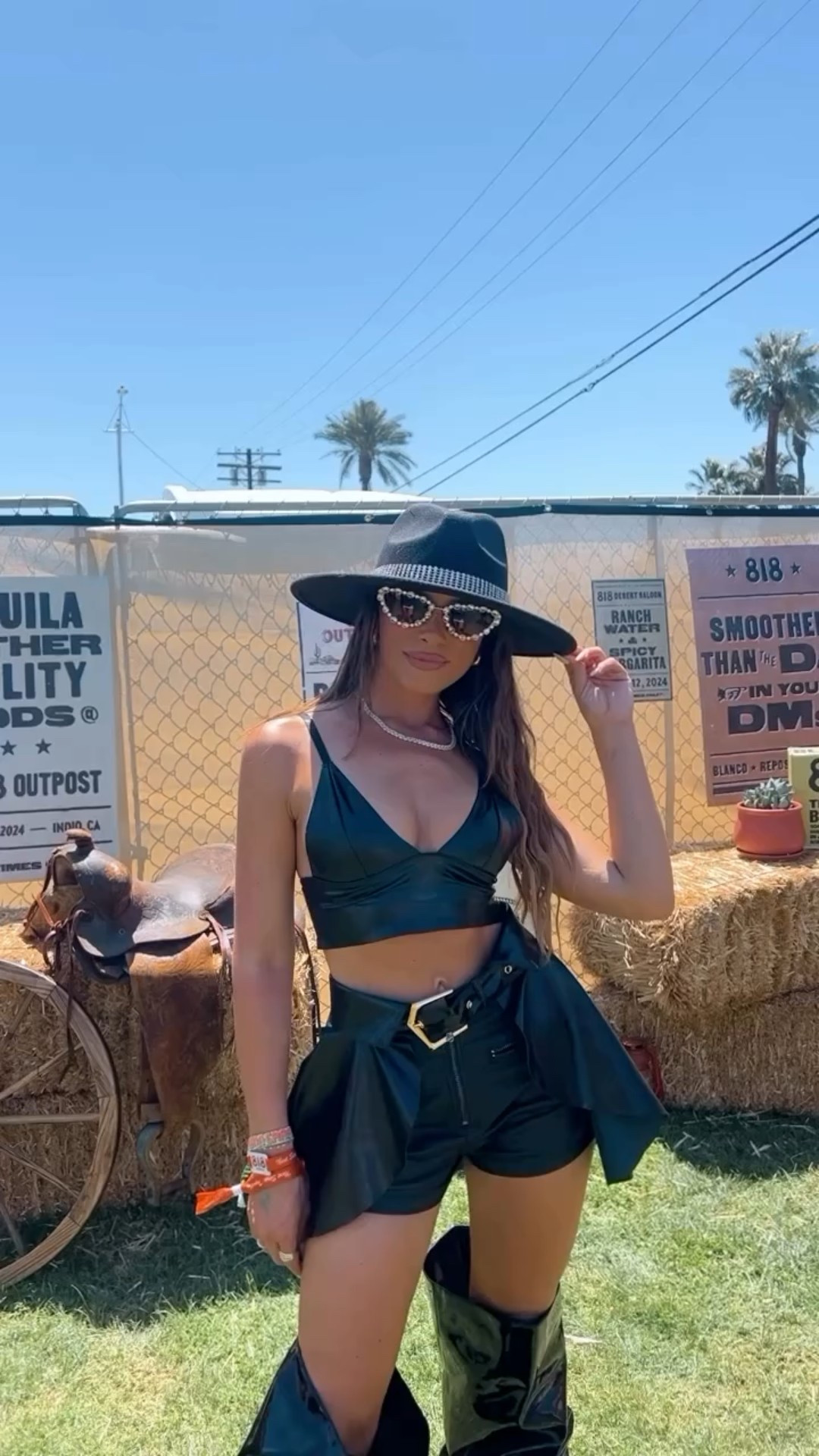 In my Cowboy Carter Era 🤠

@drink818 created a Pioneer-Style Western Town featuring a full-service saloon with complimentary 818 Tequila Cocktails, @drinksprinter Vodka Soda, @drinkolipop, and @chamberlaincoffee, and festival essentials from partners like @zicococonut, @lemme, @vacationinc, @liquidiv & many more. During the event, we enjoyed complimentary services from 818 partners like @bumble with a cowboy hat customization station, @tezza with a custom photo moment, @gopuff with a provisions shop full of snacking staples, and @anastasiabeverlyhills with a makeup touch-up station. 

#gifted #shopakira #drink818 #coachella #818outpost #kendalljenner