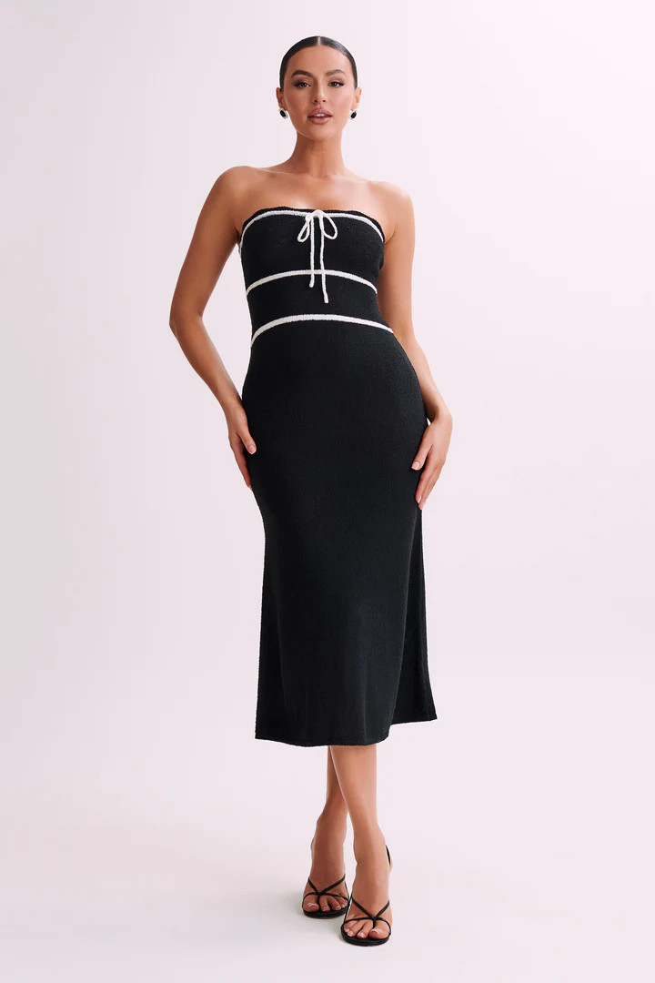 Dawn Strapless Knit Midi Dress - Cream | MESHKI US