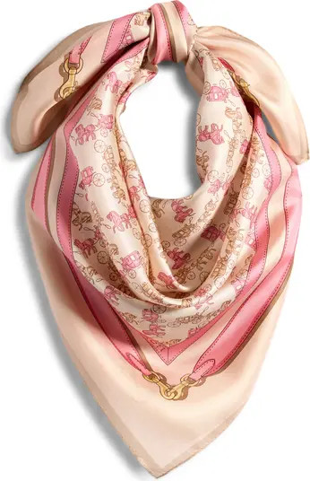 Horse & Carriage Print Silk Square Scarf | Nordstrom