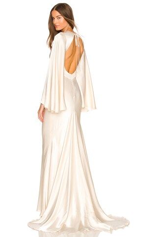 Shona Joy La Lune Circle Sleeve Backless Maxi Dress in Cream from Revolve.com | Revolve Clothing (Global)