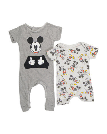 Infant Boys 2pk Mickey Mouse Rompers | TJ Maxx