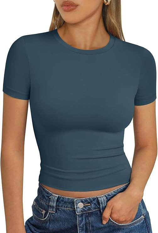 Trendy Queen Basic T Shirts Crop Tops | Amazon (US)