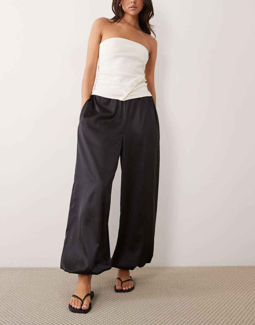 Miss Selfridge satin balloon pants in black | ASOS (Global)