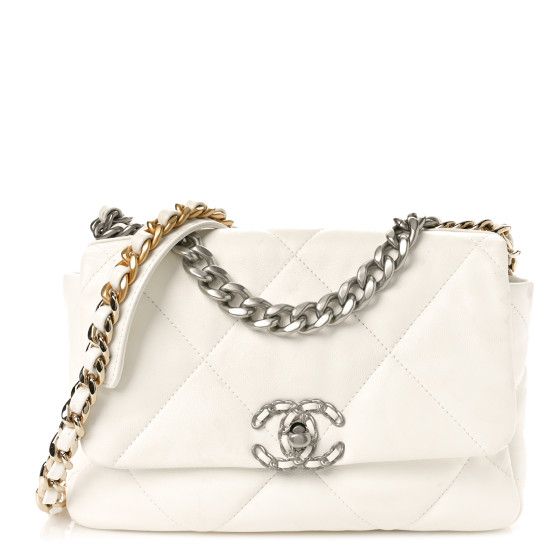 Lambskin Quilted Medium Chanel 19 Flap White | FASHIONPHILE (US)
