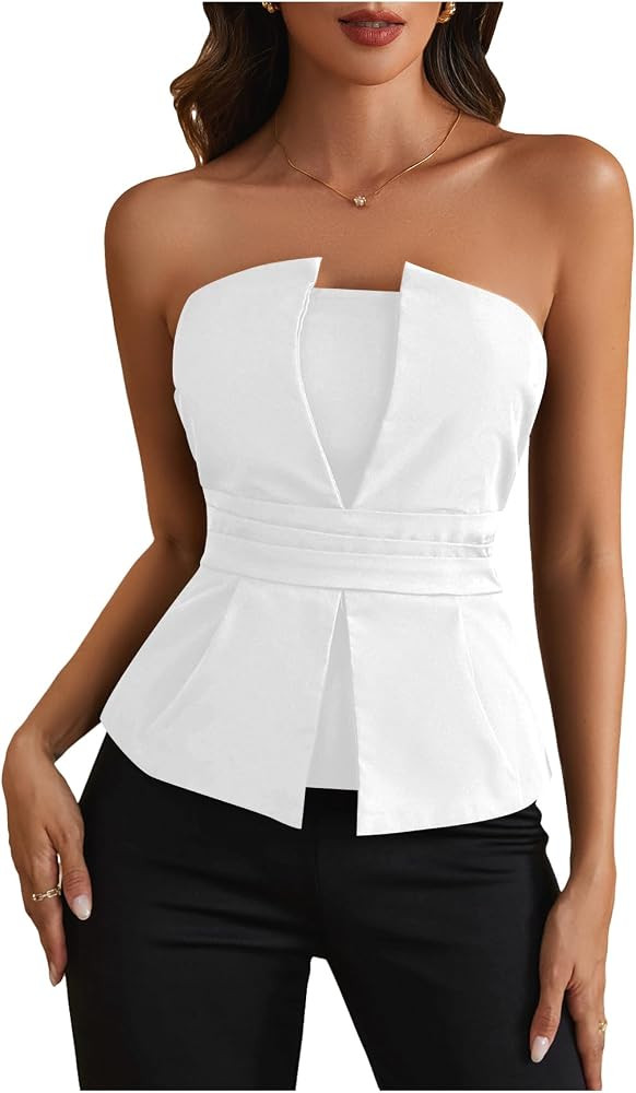 Women's Ruched Strapless Tube Top | Amazon (US)