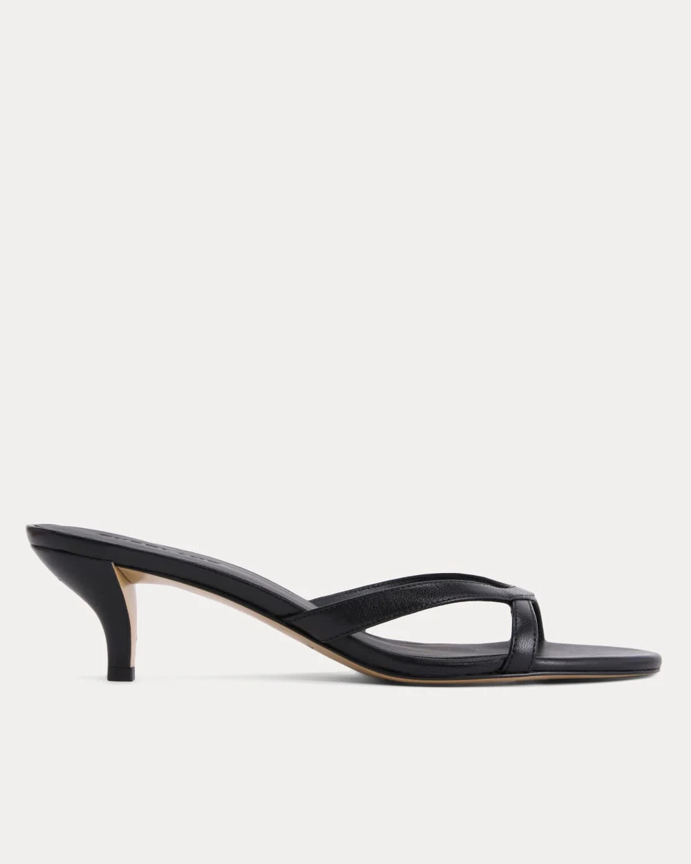 Everlane Sculpted Heel Sandal In Black Leather, Size 11 | Everlane