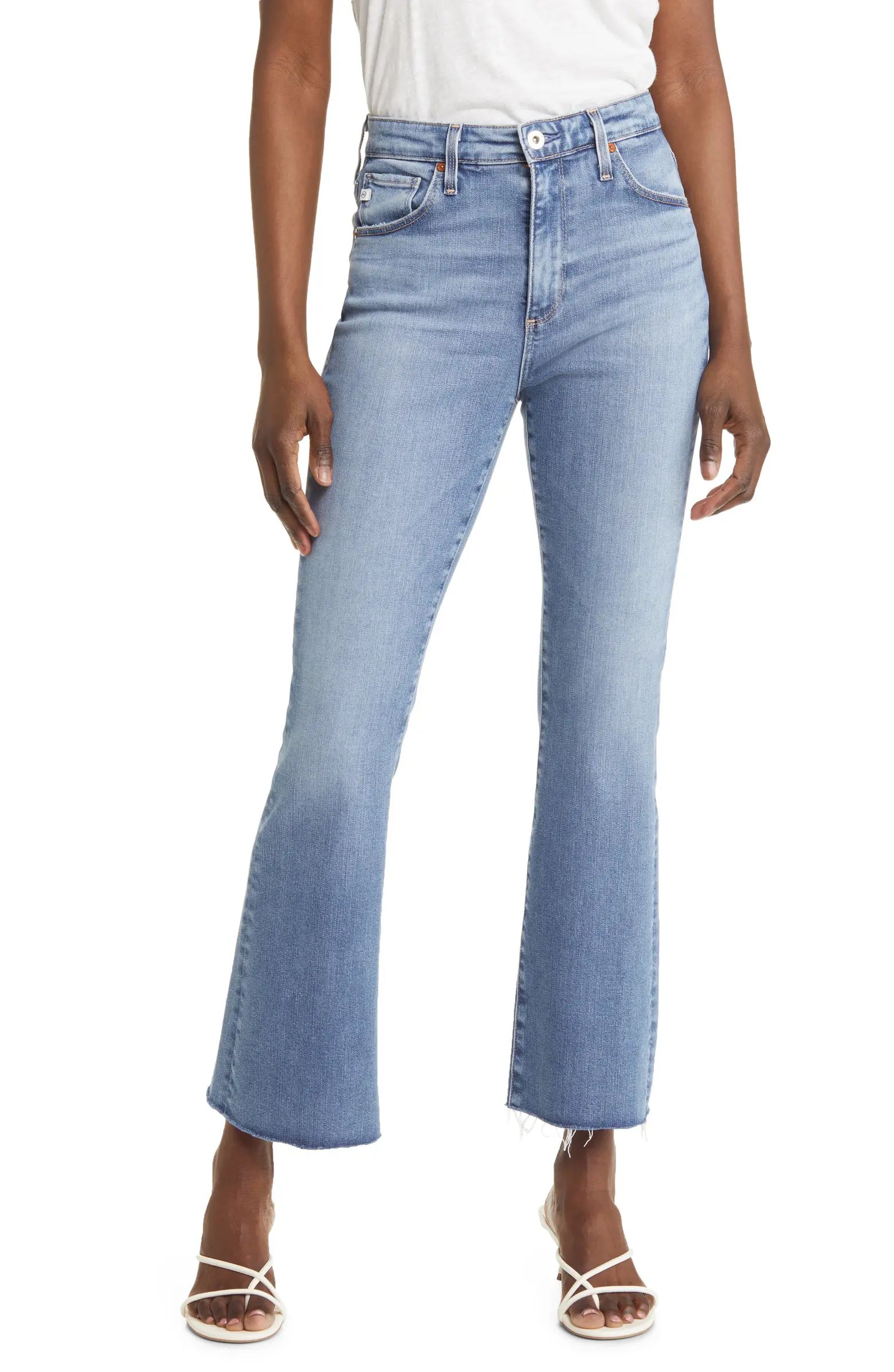 AG Farrah High Waist Raw Hem Crop Bootcut Jeans | Nordstrom | Nordstrom