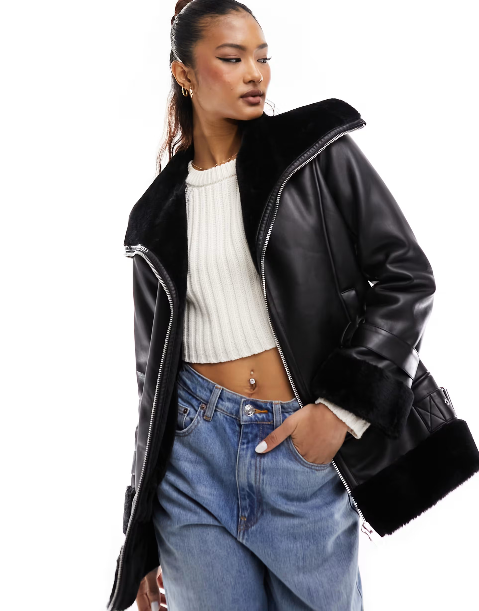 River Island aviator jacket in black | ASOS (Global)
