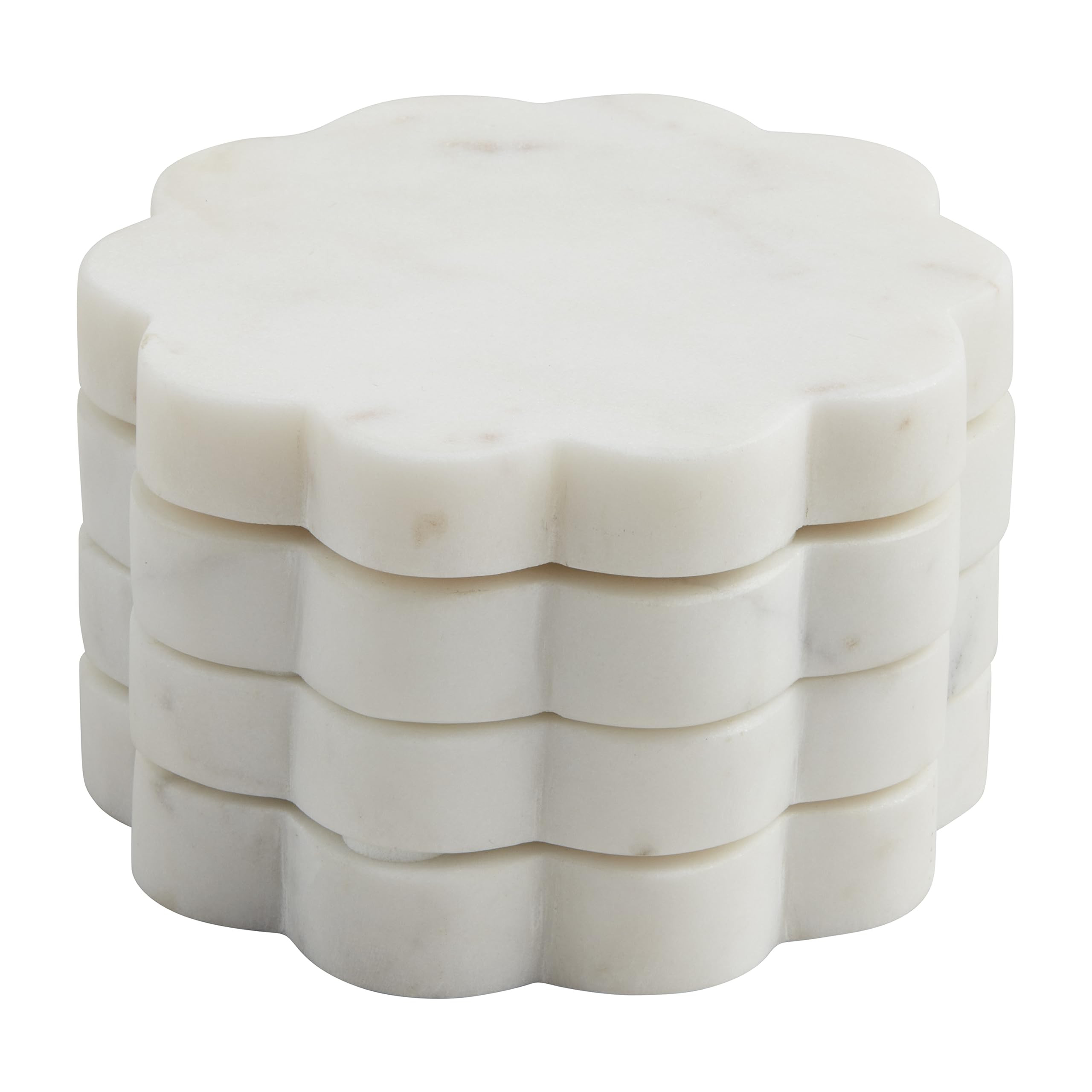Mud Pie Scallop Marble Coaster Set, 4" x 4", WHITE | Amazon (US)