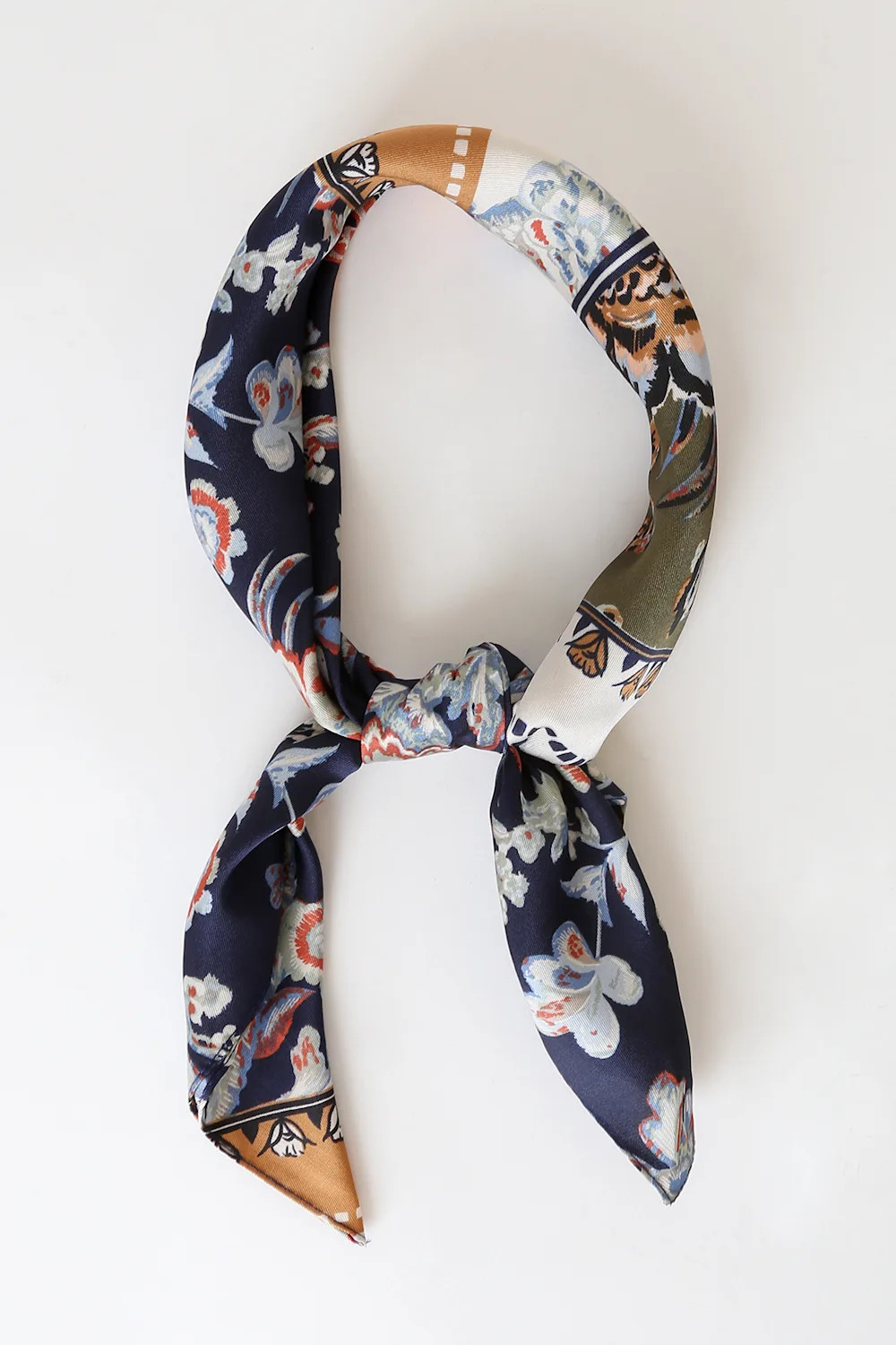 Great Escape Navy Blue Multi Floral Print Satin Scarf | Lulus (US)