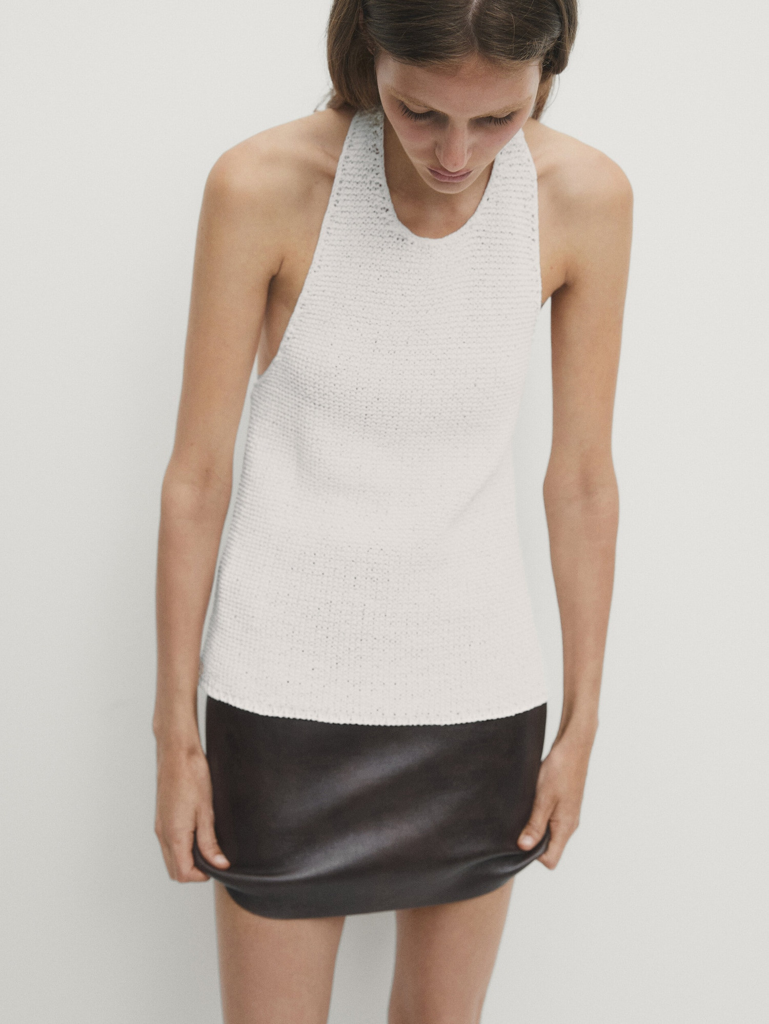 Halterneck top with low-cut back | Massimo Dutti US