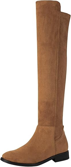 Shoe'N Tale Thigh High Over The Knee Boots for Women Flat Low Heel Fall Winter Stretch Suede Long... | Amazon (US)