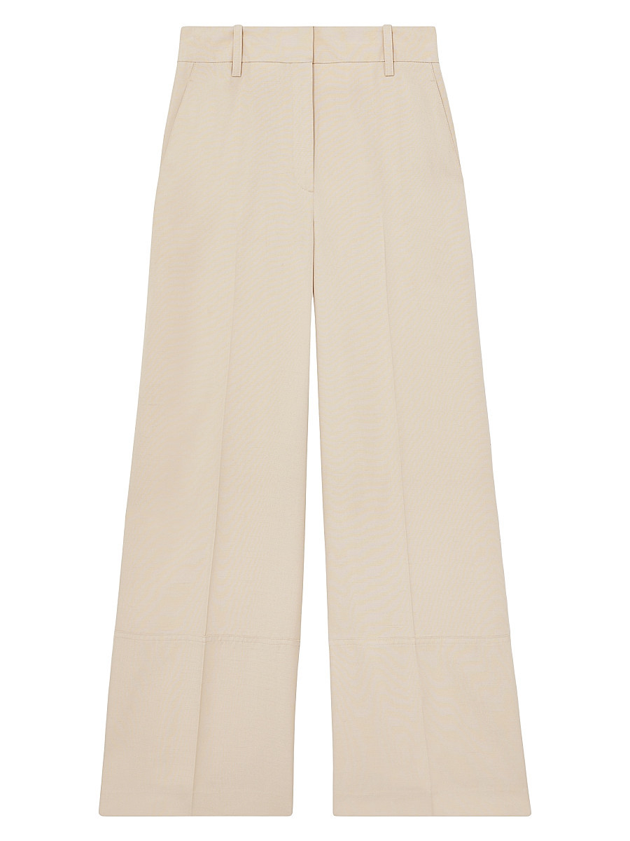 Women's Flat-Front Wide-Leg Pants - Off White - Size 2 | Saks Fifth Avenue
