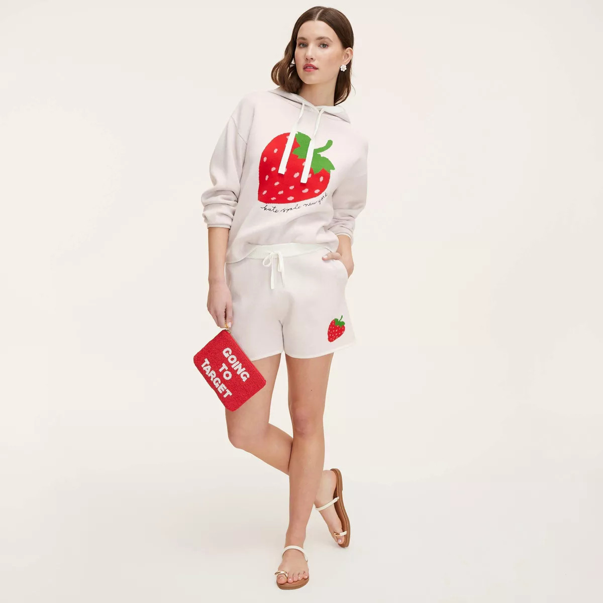 Women's Embroidered Strawberry Sweater Shorts - kate spade new york x Target Cream | Target