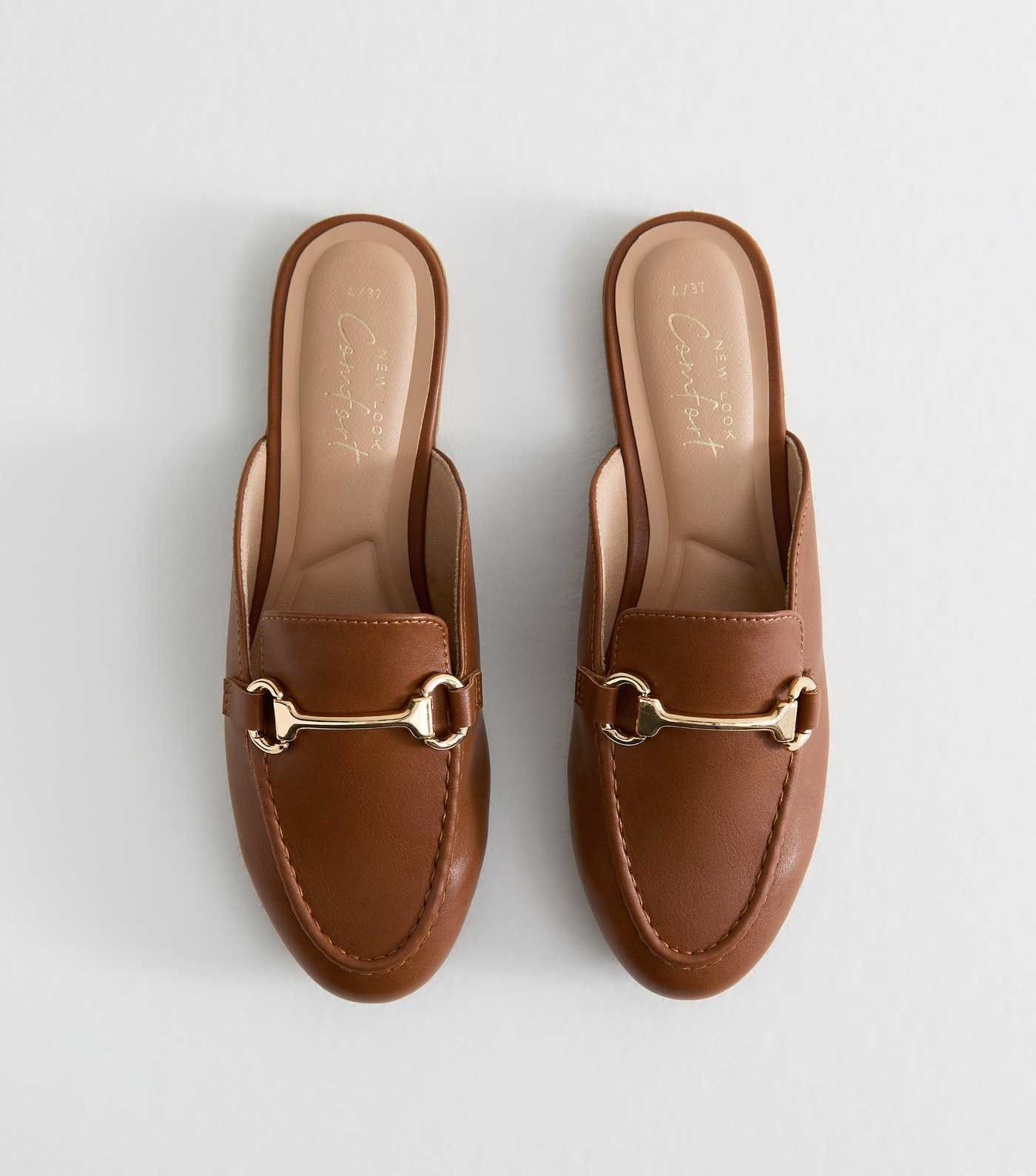 Tan Faux Leather Snaffle Detail Backless Loafers | New Look | New Look (UK)