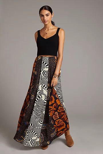 Farm Rio Abstract Contrast Maxi Skirt | Anthropologie (US)