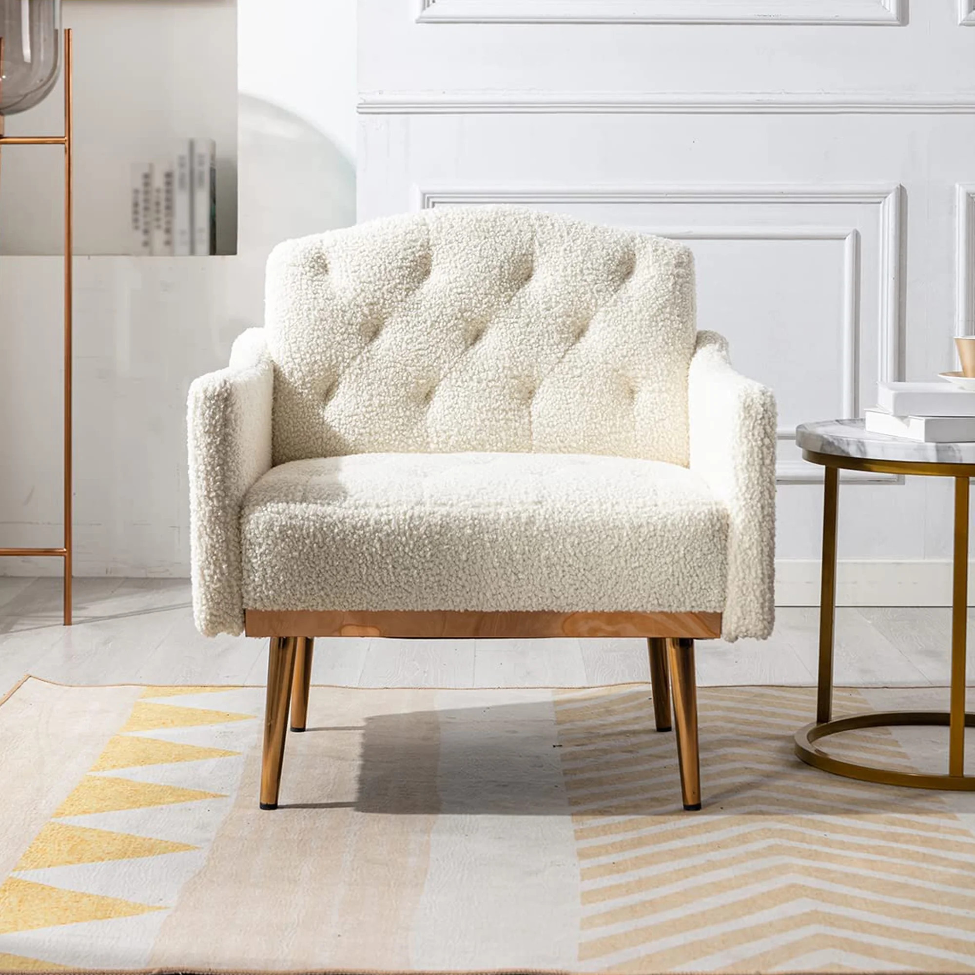 Muumblus Modern Accent Chair, Upholstered Single Sofa Chair Sherpa Arm Chair for Living Room and ... | Walmart (US)