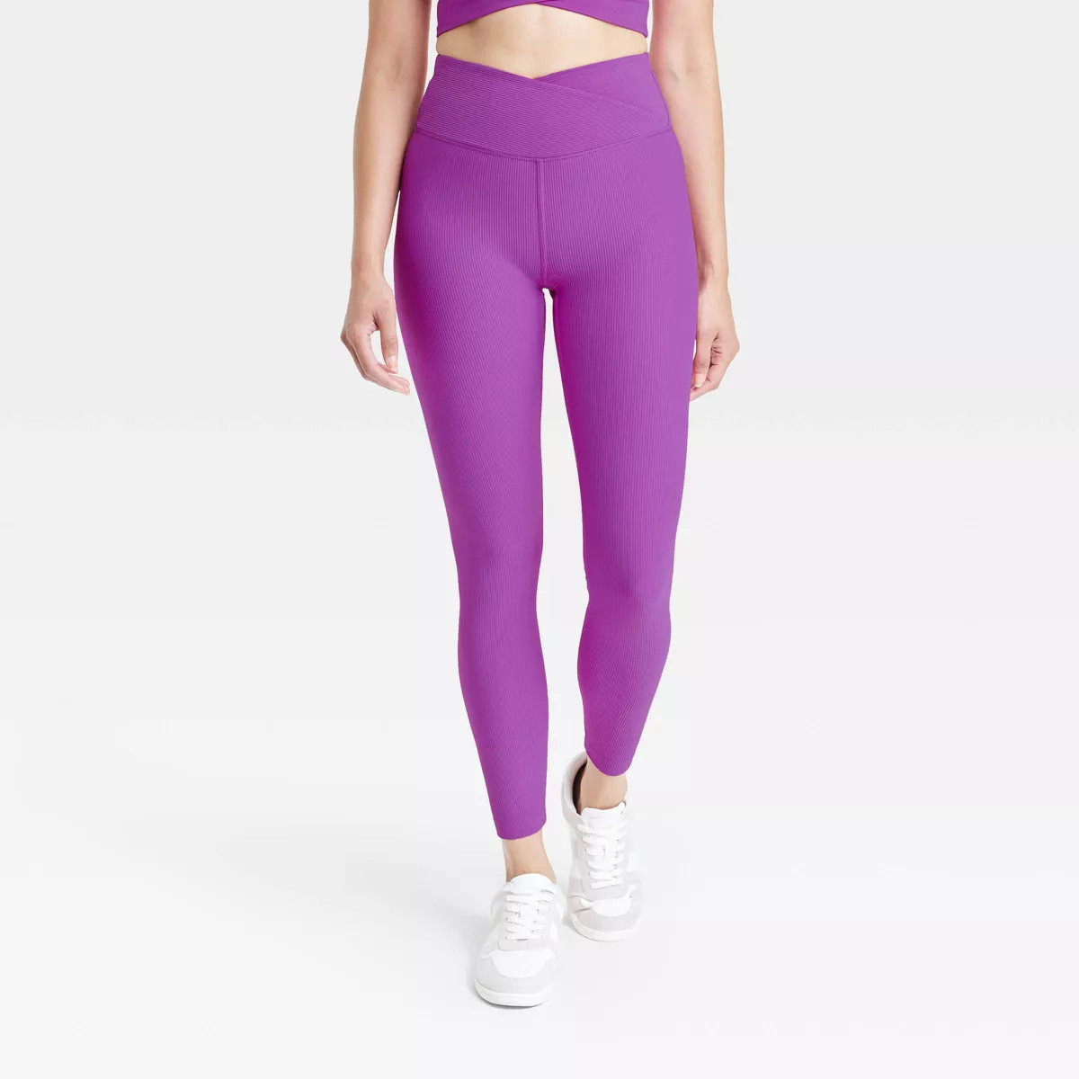 Women's High-Rise Ottoman Ribbed Leggings - All In Motion™ Violet M | Target