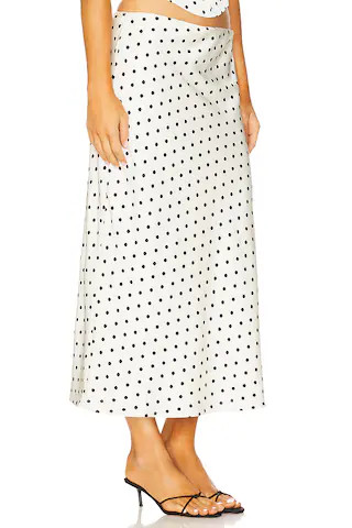 Karlita Midi Skirt in White Polka | Revolve Clothing (Global)