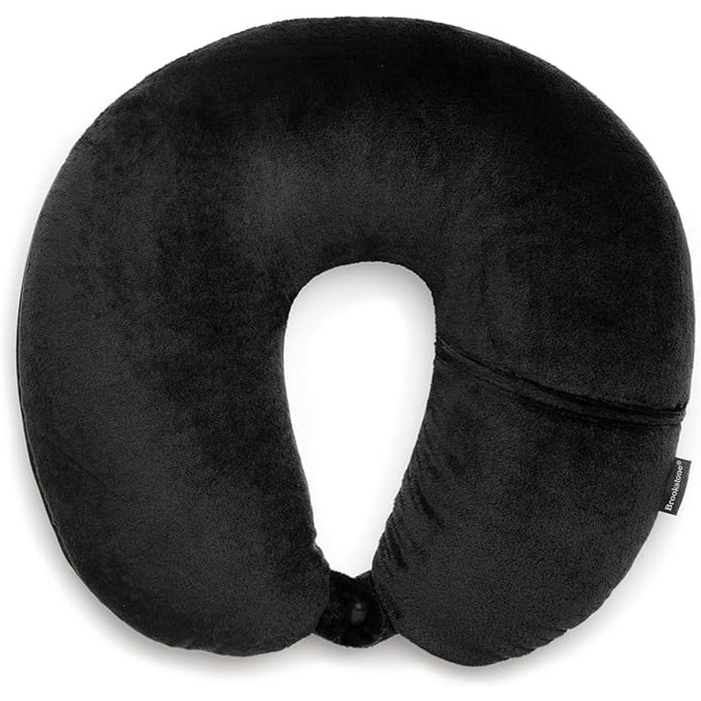Brookstone Microbead Travel Head and Neck Pillow Lightweight and Plush with Phone or Headphone Po... | Walmart (US)