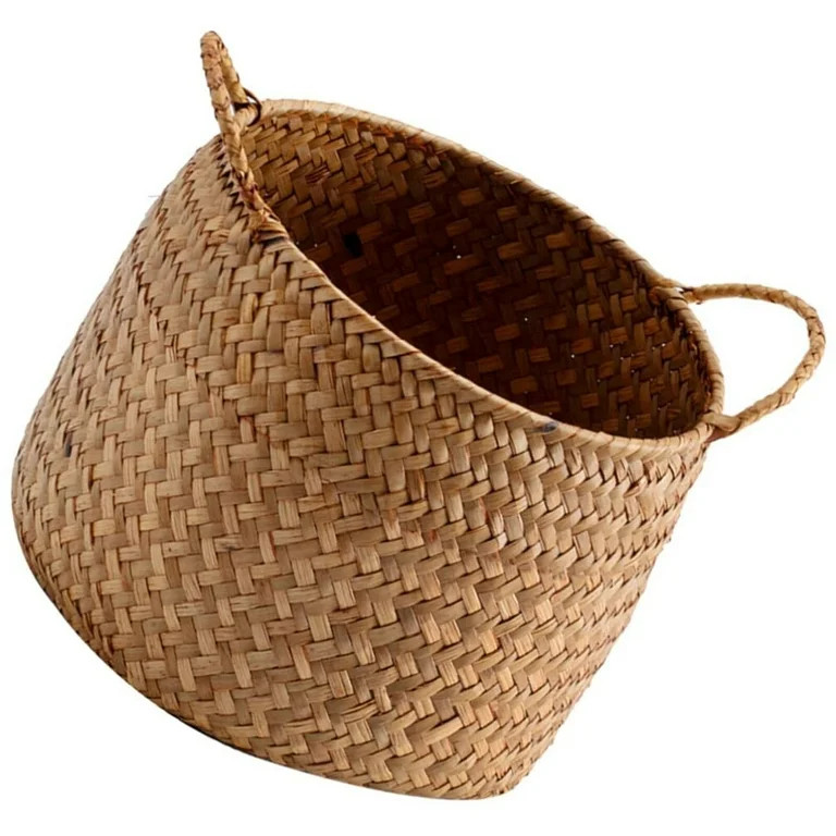 Rustic Woven Seagrass Storage Basket, Desktop Flower Arrangement Organizer, Grocery Shelves Decor... | Walmart (US)