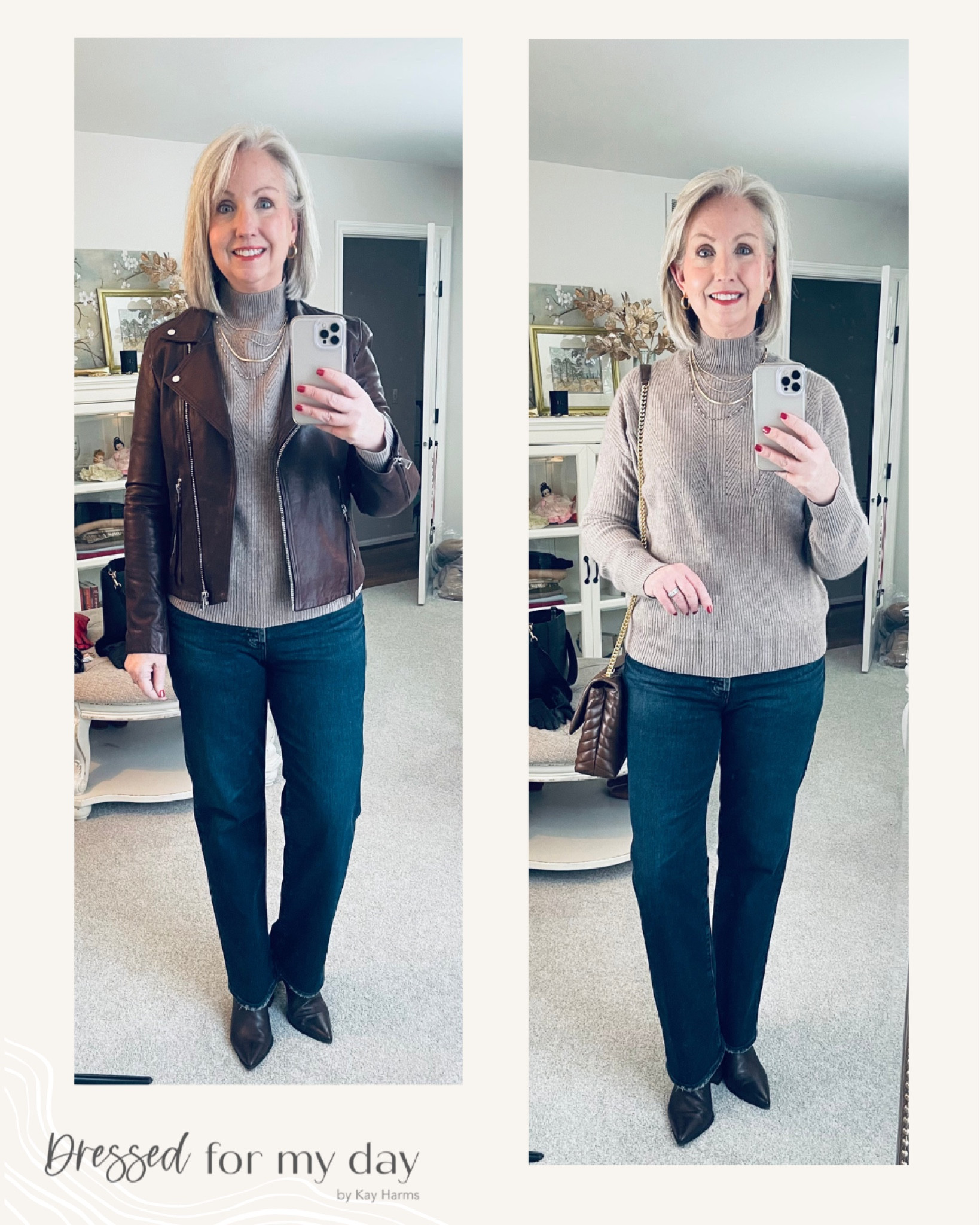 A leather jacket and sweater + denim makes the perfect outfit for any occasion. 

#LTKSeasonal #LTKstyletip #LTKHoliday