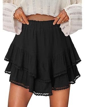 onlypuff Flowy Shorts for Women Ruffle Skorts Mini Skirts High Waisted Teen Gilrs Tennis Skort Su... | Amazon (US)