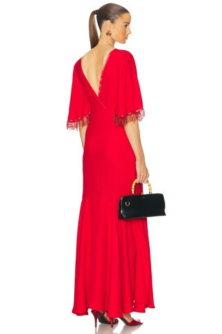 BODE Beaded Claret Gown in Red | FWRD 
