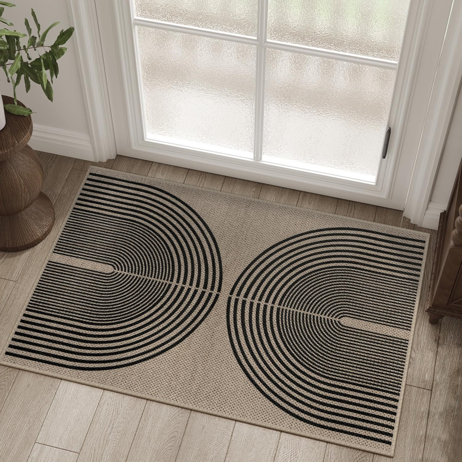 Easy Jute Rainbow Entryway Rug, 2x3 Washable Non-Slip Indoor Outdoor Doormat, Black Nature Boho F... | Amazon (US)